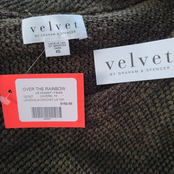 Olive Green Crochet LS Top XS - Picture 5 of 7